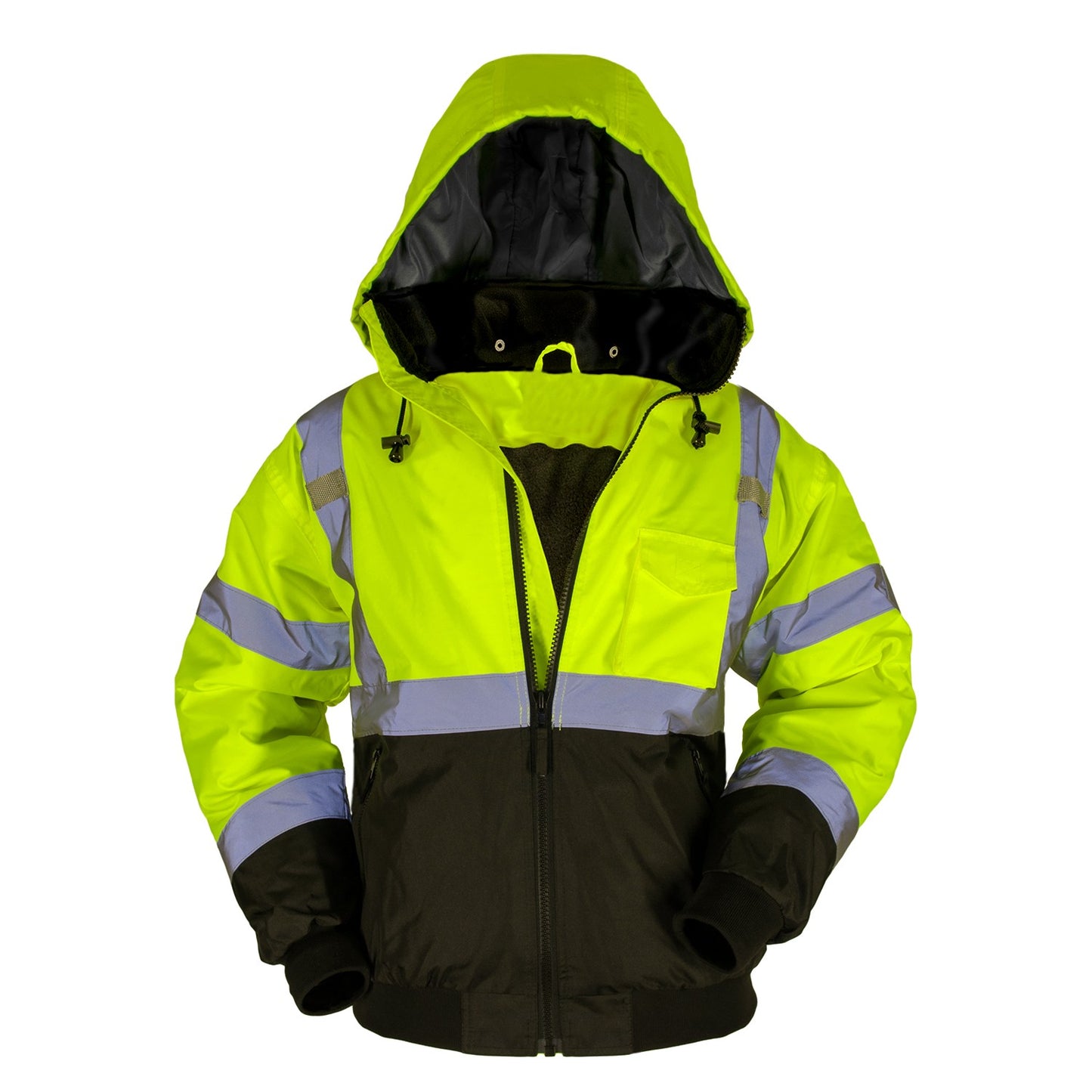 ANSI Class 3 Black Bottom Bomber Jacket